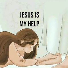 a woman laying on top of a bed with the words jesus is my help