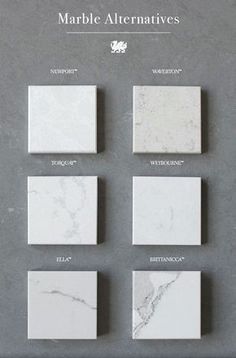 marble alternatives for the kitchen countertop, including white and grey tiles with different sizes