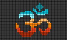 a pixellated image of an orange and blue motorcycle