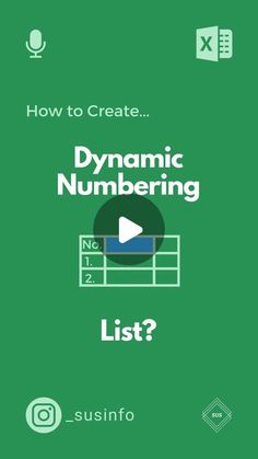 a green book cover with the title how to create dynamic numbering list? and an image