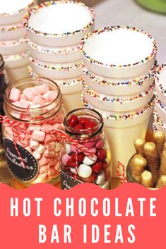 hot chocolate bar ideas for christmas with text overlay that reads diy christmas hot chocolate bar