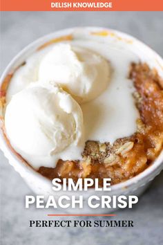 Simple Peach Crisp Peach Crisp For Two, Peach Crisp For 2, Single Serving Peach Crisp, Peach Crisp Healthy Easy Recipes, Peach Crisp Vegan, Easy Peach Crisp, Vegan Peach, Healthy Dessert Recipes Easy, Vegan Summer Recipes