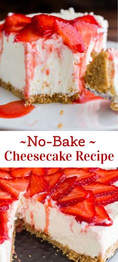 From the crust to the velvety whipped filling, this is 100% a No-Bake Cheesecake. The mascarpone cheese elevates the flavor and texture of the cheesecake. It is an elegant, crowd pleasing summer dessert. No Bake Cheesecake Recipes Strawberry, Refrigerated Cheesecake Recipe, No Bake Strawberry Recipes, Mo Bake Cheesecake, Cheesecake Recipes Cool Whip, Cheesecake Filling Recipe No Bake, Easy To Make Cheesecake, Summer Cheesecake Recipes No Bake, Na Bake Cheesecake