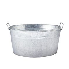 an empty metal tub on a white background