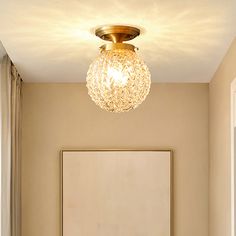 Farm Style Brass Flush Mount Foyer Ceiling Light With Carved Glass Sphere Foyer Ceiling Lights, Foyer Ceiling, Vintage Makeover, Brass Flush Mount, Ceiling Mounted Light, Flushmount Ceiling Lights, Vintage Light Fixtures, Glass Sphere, Industrial Wall Lights