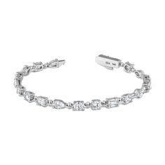 14K White GoldDiamond Carat Weight: 5.14 Length: 6.5" Pave Diamond Ring, Pave Ring, Diamond Carat, Survival Prepping, Chain Anklet, Marquise Diamond, Baguette Diamond, Dainty Jewelry, Minimalist Jewelry