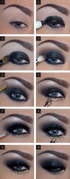 Smokey Eyes Tutorial, Blue Eye Makeup Tutorial, Dark Eye Makeup, Trendy Eyeshadow, Hollywood Makeup, Makeup Tutorial Step By Step, Artist Makeup