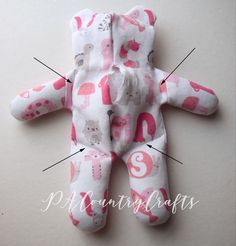 an image of a stuffed animal with numbers on it