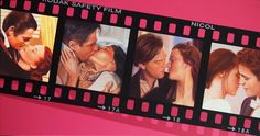 the film strip has pictures of people kissing