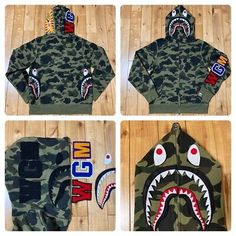 (eBay) BAPE DETACHABLE Shark full zip hoodie 1st camo green A Bathing Ape Size M Ape Bape, Bape Men, Shark Hoodie, Best Rapper Alive, Camo Fashion, Shipping Services, Bathing Ape, A Bathing Ape, Customs Clearance