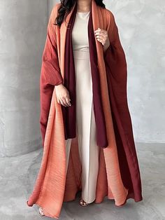 Abaya Kimono, Loose Coats, Long Trench, Bat Sleeve, Collar Cardigan, Collared Coat, 2023 Autumn, Turndown Collar, Wrap Cardigan