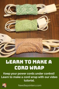 three cords with the words learn to make a cord wrap on them, and an image of