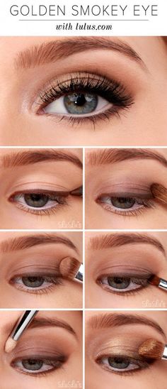 Brown Eyeshadow Tutorial, Smokey Eyeshadow Tutorial, Golden Smokey Eye, Make Up Mata, Summer Eyeshadow, Simple Wedding Makeup, Eyeshadow Tutorial For Beginners, Trendy Eyeshadow, Makeup Hacks Tutorials