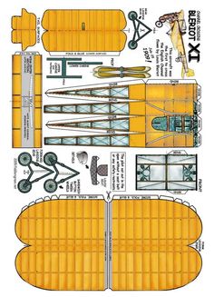 paper model of an airplane with cut out parts and instructions on it, including the wings