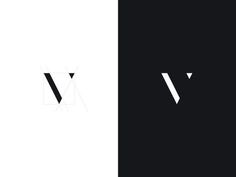 the letters v and v are black and white, with one smaller letter in the middle