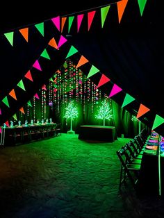 an image of a party setting with bright colors