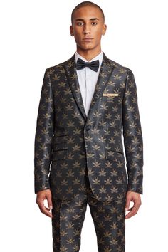 A black bee print distinguishes this Grosvenor Jacket from the rest. If you are seeking to make a fashion statement, this tuxedo jacket is the perfect choice for you. Aside from turning heads at any event, it will also become the talk of the party. Wear it with the matching pants and a satin bow tie to give it a polished appearance.PRODUCT DETAILS: style 6464J slim fit suit jacket 1 button jacket peak lapel complimentary pocket square side vents 100% polyester dry clean only imported Fall Suit, Black Bee, Formal Pants, Bee Print, Peak Lapel, Tuxedo Jacket, Slim Fit Suit, Button Jacket, The Talk