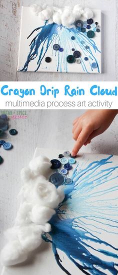 an art project for kids that is made with melted paint and cotton balls