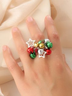 Xmas Ring, Christmas Rings, Star Decor, Christmas Ring, Single Ring, Christmas Bell, Star Decorations, Christmas Jewelry, Christmas Bells