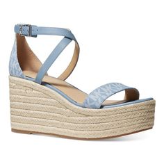 Michael Kors Serena Wedge Espadrille Sandals Chambray Size: 8.5 Nib! Lofted On A Breezy Espadrille Platform, The Serena Wedges From Michael Michael Kors Elevate Both Dressy And Casual Looks With A Warm-Weather Lift 3-3/4" Espadrille Wedge Heel; 2" Platform Round-Toe Crisscross Ankle-Strap Espadrille Wedge Sandals With Adjustable Buckle Closure Manmade Upper; Fabric Lining; Rubber Sole Blue Espadrille Platform Wedge Sandals, Blue Platform Espadrille Wedge Sandals, Blue Espadrille Wedge Sandals, Blue Wedge Sandals With Woven Sole, Michael Kors Platform Sandals, Pink Suede Pumps, Strappy High Heels Sandals, Platform Espadrille Sandals, Wedge Loafers