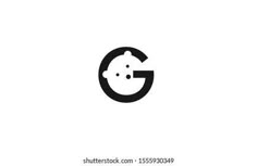 the letter g with a bear's head inside it, in black and white