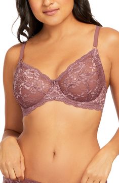 This wireless lace bra is fashioned with soft stretch-mesh cups that provide added support while enhancing cleavage. Style Name:Montelle Intimate Muse Full Cup Lace Bra. Style Number: 6228163. Full Cup Bra, Full Coverage Bra, American Brand, Lace Bra, Mesh Bag, Bra Sizes, Floral Lace, Muse, Bra