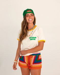 Embrace the beach vibes with our 100% cotton Palm Tree Ringer Tee! Featuring a vibrant green palm tree perfect for capturing the essence of laid-back island living. Product Details 100% Ring-Spun Cotton Natural and Yellow Made with Love Size + Fit Unisex Fits true to size Female model in the studio is 5'6 and wearing size S Female model on the beach is 5'6 and wearing size M Male model is 5'10 and wearing size L Trendy Multicolor T-shirt For Vacation, Trendy Multicolor T-shirt For Beach, Trendy Multicolor T-shirt For The Beach, Beach Cotton T-shirt For Warm Weather, Cotton T-shirt For Beach In Warm Weather, Trendy Multicolor Vacation T-shirt, Trendy Multicolor T-shirt For Beach Season, Casual Cotton Tops With Palm Tree Print, Multicolor Cotton T-shirt For Vacation