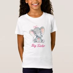 Big Sister Sis Pink Elephant Girl Kid T-shirt, Kids Unisex, Size: Youth XS, White Pregnancy Announcement Big Sister, Big Sisters, Big Sister Gifts, Girl Kid, Pink Elephant, Kids Stationery, Big Sister, Cute Tshirts, Clothes Gift