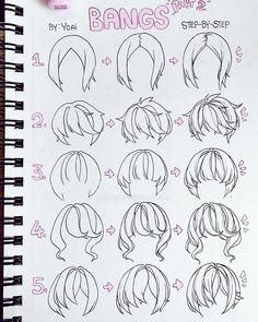 a drawing book with different hair styles and how to draw them in it's pages