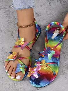 Come to Zolucky to buy Strappy Sandals at a discounted price, SPU: 2941RST5O6E0C, Color: Multicolor, Heel Height Type:Flat Heel, Upper Material:PU. Multicolor Strappy Sandals For Party, Casual Multicolor Jelly Sandals For Beach, Multicolor Open Toe Synthetic Sandals, Multicolor Synthetic Sandals For Summer, Multicolor Flat Jelly Sandals For Beach, Multicolor Synthetic Open Toe Sandals, Colorful Sandals For Spring And Summer, Multicolor Synthetic Summer Sandals, Colorful Spring Sandals