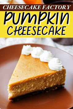 a piece of pumpkin cheesecake on a plate