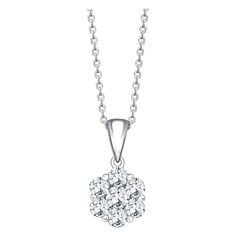 This Beautiful 0.33 Carat Flower design Cluster Diamond pendant features 7 round brilliant cut natural diamonds Color G - H, Clarity VS - SI1 Round White Diamonds. Comes with a stunning white gold necklace chain all set in 18 Karat white gold, suitable for any occasion the 18 Karat White Gold has a British Hallmarked. Pendants in 18 Karat White Gold Diamond Weight: 0.33 Total Carat Head Width : 7 mm (approximately) Height: 13 mm (approximately including bail) Diamond cluster pendants have a rich Diamond Flower Pendant, Floral Pendant Necklace, Gold For Sale, Daisy Necklace, Floral Pendant, White Gold Necklaces, Cluster Pendant, Modern Necklaces, Diamond Flower