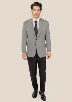 Hudson Grey Houndstooth Jacket - SARTORO Classic Tailored Houndstooth Blazer, Classic Houndstooth Sport Coat For Office, Black Houndstooth Tweed Jacket For Formal Occasions, Elegant Houndstooth Sport Coat With Notch Lapel, Elegant Tailored Houndstooth Sport Coat, Elegant Houndstooth Sport Coat For Office, Elegant Formal Sport Coat With Houndstooth Pattern, Formal Long Sleeve Tweed Jacket With Houndstooth Pattern, Elegant Office Houndstooth Sport Coat