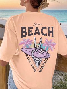 Life Is A Beach, Casual Beach Wear, Casual Summer Outfits For Women, Sports Pants Women, Beach T Shirt, Beach T Shirts, Women T Shirts, Girls Fashion Clothes, Beach Shirts