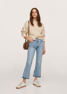 Mid-rise flared jeans - Woman | MANGO USA Mid Rise Jeans Outfit, Style Inspiration Spring Summer, True Autumn, Most Comfortable Jeans, Mid Rise Flare Jeans, Fashion Capsule Wardrobe, Tie Dye Jeans, Types Of Jeans, Denim On Denim