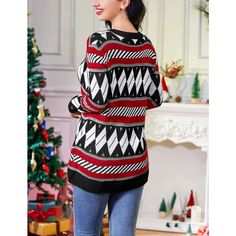 This cardigan can not only be worn at Christmas, but also be used for daily wear, which is why this cardigan is the perfect gift for mother, wife, daughter or friends. Give this thoughtful gift to your lover's birthday or Christmas! Casual Long Sleeve Cardigan For Holiday, Casual Christmas Crew Neck Cardigan, Black Holiday Sweater For Winter, Red Fair Isle Cardigan For Winter, Red Fair Isle Winter Cardigan, Red Fair Isle Pattern Winter Cardigan, Christmas Long Sleeve Knit Cardigan, Christmas Knit Long Sleeve Cardigan, Christmas Knit Cardigan With Long Sleeves