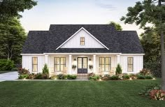 this is an artist's rendering of the farmhouse style house plans for small homes