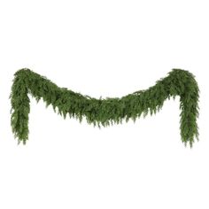 a long green garland hanging from the ceiling