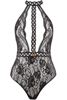 The ultra-luxe Precious Tale bodysuit makes a stunning entrance for this new season. Be captivated by its all-over elegant black Leavers lace with delicate braiding that masterfully refines your curves. A sumptuous interlaced golden jewel adds a touch of light, and bondage band details offer a hint of erotism. Style yours with sheer hold-ups in the boudoir or with straight-leg trousers and high heels for a dinner date.• Designed in France by Aubade.• Luxury bodysuit in black.• Elegant Leavers la Body Dentelle, Teddy Bodysuit, Gold Color Ring, Body Black, Band Design, Triangle Bra, Suspender Belt, Straight Leg Trousers, Lace Panelled