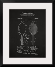 a tennis racket and ball on a black background with the words tennis racket