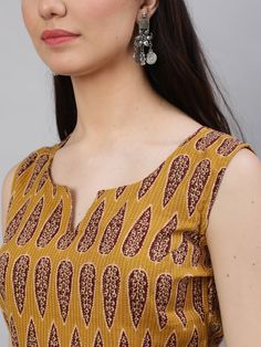 Wome Mustrad Printed Straight Sleeveless Kurta Sleeveless Kurtis For Women, Sleeveless Kurta Designs, Sleeveless Kurti Designs Cotton, Onam Designs, Sleeveless Kurti Designs, Neck Patterns For Kurtis, Sleeveless Kurti, Sleeveless Kurta, Neck Patterns