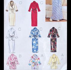 an image of women's bathrobe sewing patterns on the front and back