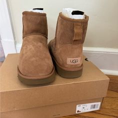 Ugg Classic Mini Ii Chestnut Color Size 9 New With Box. Too Big And Missed Return Window Uggs Classic Mini, Classic Mini Ugg, Uggs Classic, Ugg Ankle Boots, Ugg Classic Mini Ii, Tall Uggs, Leopard Print Boots, Chunky Heel Booties, Ugg Women