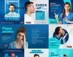 four different ads for dental clinics with people talking on their phones