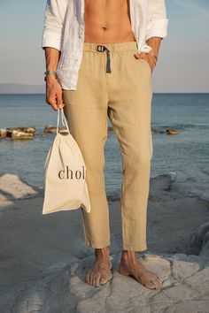 Cholp-No. #102 - Signature Collection
Beige Tan Mens 100 Linen Tapered Khaki Tapered Pants. Set sail for new adventures with Signature Collection. Linen Trousers Men, Mens Beach Pants, Beige Linen Pants, Mens Linen, Men Beach, Beach Pants, Set Sail, Tapered Pants, Linen Trousers