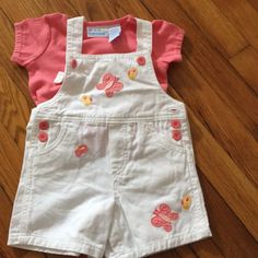 Nwt. Comes From Smoke Free Home. Adjustable Straps. Casual White Cotton Sets, White Cotton Casual Sets, Cotton Short Sleeve Sets For Playdate, Cute White Cotton Sets, Casual Short Sleeve Sets For Playdate, White Cotton Top For Playdate, Cute White Playtime Sets, Spring White Playwear For Babies, White Playtime Sets For Spring