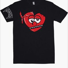 New T Shirt Chief Keef Custom Made Sizes S-5xl Black Graphic Tee With Heart Graphic, Black Graphic Tee Shirt With Heart Graphic, Black Graphic Tee Shirt With Heart Design, Black Short Sleeve Shirt With Heart Graphic, Black Band Merch T-shirt With Heart Graphic, Black Band Merch Top With Heart Graphic, Black Crew Neck Shirt With Heart Graphic, Black Heart Graphic Short Sleeve T-shirt, Red Heart Graphic T-shirt For Streetwear