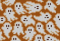 a cross stitch pattern with brown and white squares in the shape of an animal's head