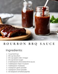 the recipe for bourbon bbq sauce is shown here