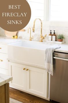 a kitchen sink with the words best fireclay sinks above it and below it